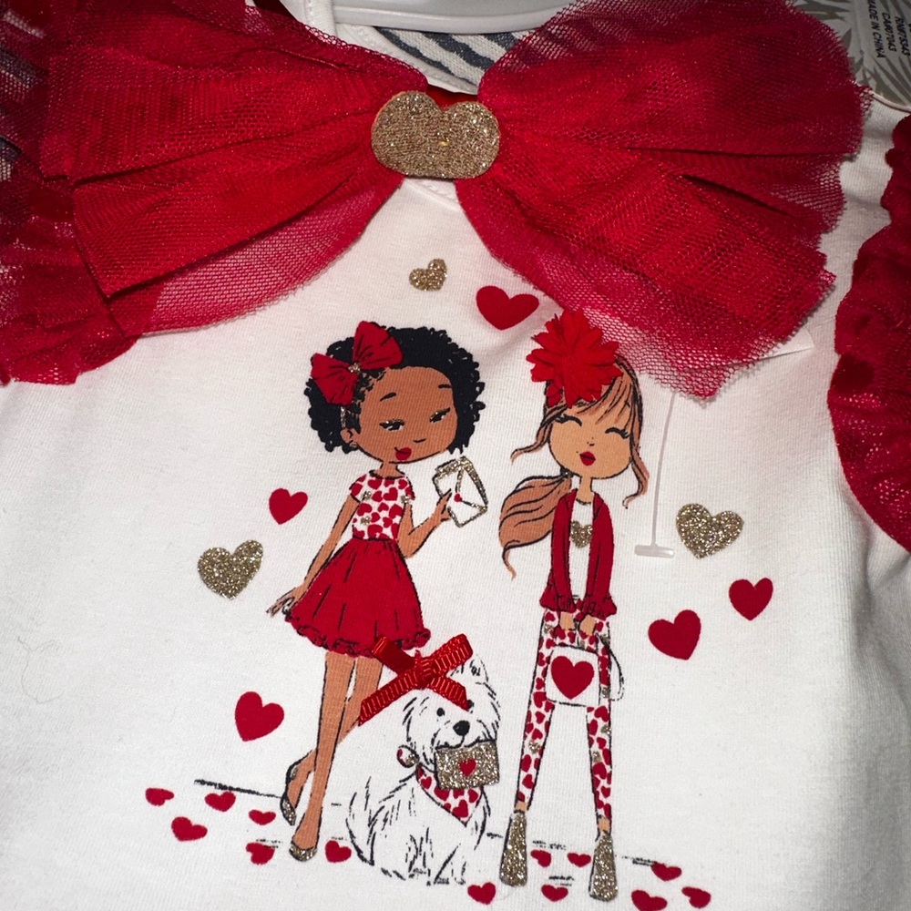 New 3t Red Tommy Bahama Tulle Dress Heart Design Headband Valentines Day - Picture 2 of 2